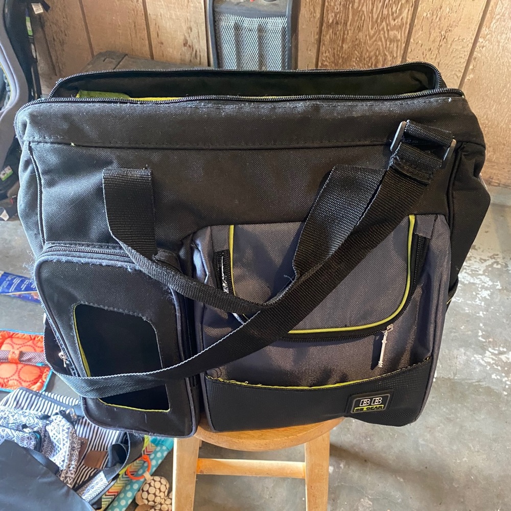 Bb gear black and green diaper bag. Gently used